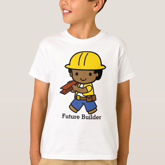 黄色のヘルメットをかぶった未来の建設者 Tシャツ (正面)