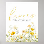 黄色のベビーで開花ワイルドフラワーシャワーフェイスサイン ポスター (正面)