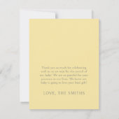 黄色のベビーで開花ワイルドフラワーベビーシャワーフラット サンキューカード (裏面)