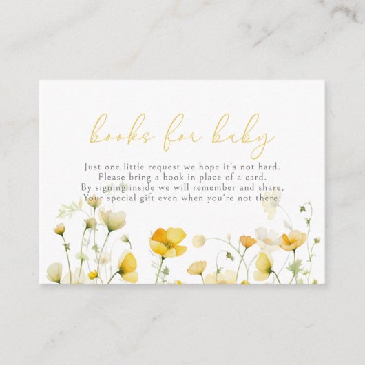 黄色のベビーの開花の野生の花の本ベビー エンクロージャーカード (正面)