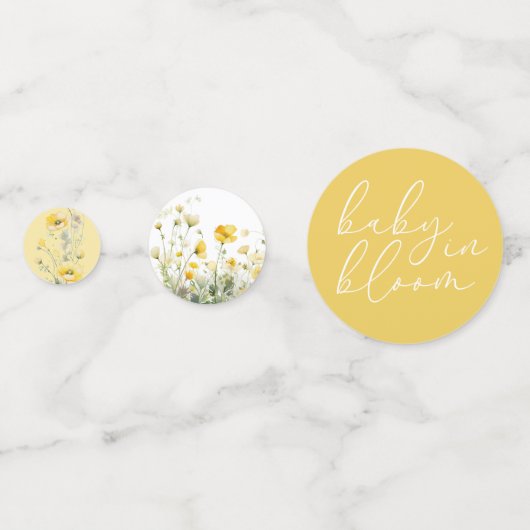 黄色のベビーの開花フローラ野生の花の赤ちゃんシャワー コンフェッティ (裏面)