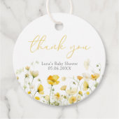 黄色のベビーの開花フローラ野生の花の赤ちゃんシャワー フェイバータグ (正面)