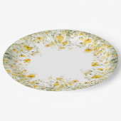 黄色のベビーの開花フローラ野生の花の赤ちゃんシャワー ペーパープレート (アングル)