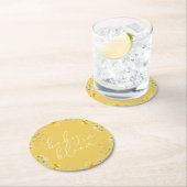 黄色のベビーの開花フローラ野生の花の赤ちゃんシャワー ラウンドペーパーコースター (インサイチュ)