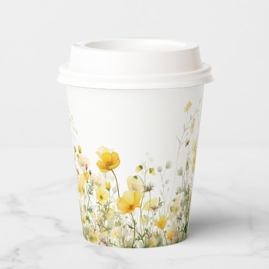 黄色のベビーの開花フローラ野生の花の赤ちゃんシャワー 紙コップ (裏面)