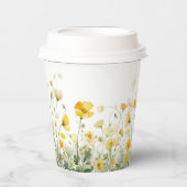 黄色のベビーの開花フローラ野生の花の赤ちゃんシャワー 紙コップ (正面)