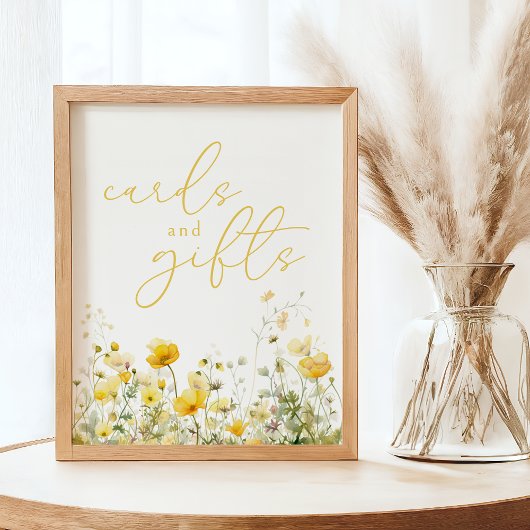 黄色のベビーの開花ワイルドフラワーカード&ギフトサイン ポスター