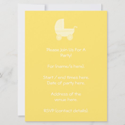 黄色のベビーカー 招待状 (正面)