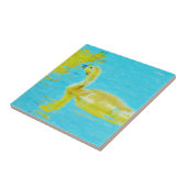 黄色のベビーガチョウと淡青色の水 タイル (側面)