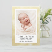 黄色のベビー誕生発表写真カード 案内状 (スタンド正面)