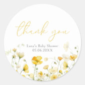 黄色のベビー開花フローラシャワー優先ステッカー ラウンドシール (正面)
