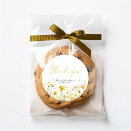 黄色のベビー開花フローラシャワー優先ステッカー ラウンドシール