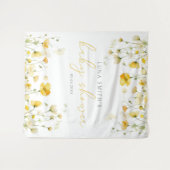 黄色のベビー開花フローラ赤ちゃんシャワー背景 タペストリー (正面(横))