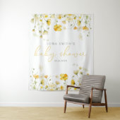 黄色のベビー開花フローラ赤ちゃんシャワー背景 タペストリー (インサイチュ)