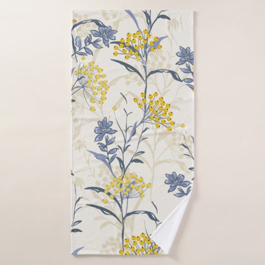 黄色のベリーと秋のシームレスなパターンヴィンテージ バスタオル (バスタオル)