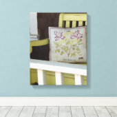 黄色のベンチと枕 – マーサのブドウ畑 キャンバスプリント (インサイチュ (ウッドフロア))