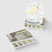 黄色のベンチと枕 – マーサのブドウ畑 ストーンコースター (横)