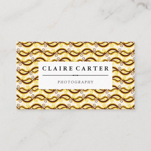 黄色のペイズリーパターン 名刺 (正面)