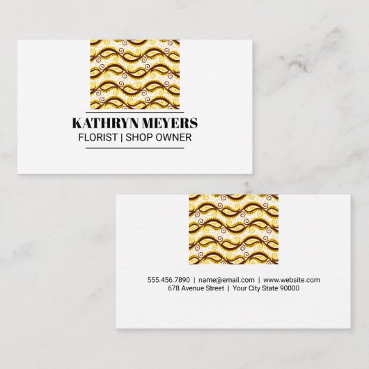 黄色のペイズリーパターン 名刺 (正面/裏面)