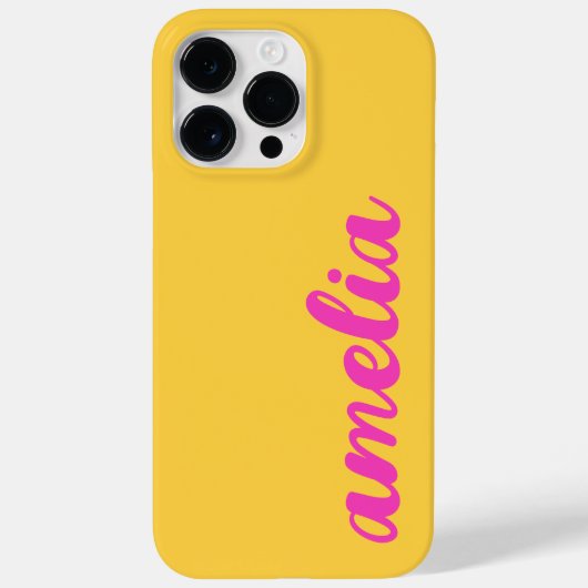 黄色のホットピンクの名前のスクリプはっきりしたトカラフル Case-Mate iPhoneケース (裏面)