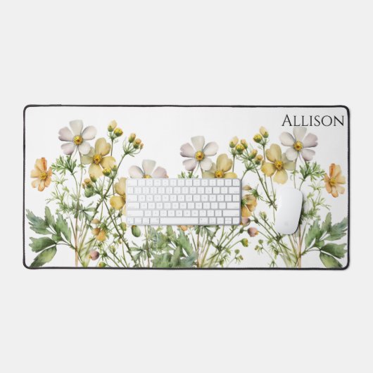 黄色のホワイトウォーター色ワイルドフラワーオフィスの贈り物 デスクマット (キーボード&マウス)