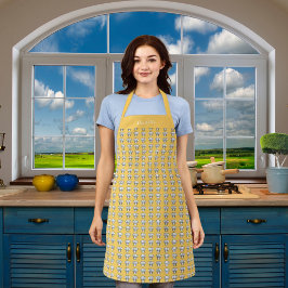 黄色のホワイトシェフ帽子パターン名 エプロン