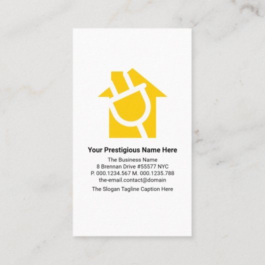 黄色のホームバルブ電源プラグMotif電気技師 名刺 (裏面)