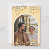 黄色のボホワイルドフラワー花結婚式の写真 セーブザデート (裏面)