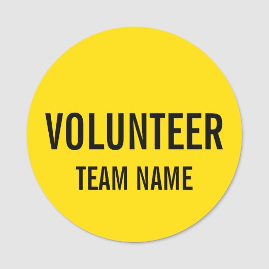 黄色のボランティアバッカスタムジ（チーム名） 名札 (正面)