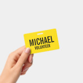 黄色のボランティアバッジ(名前をカスタムする) バッジ (手持ち)