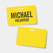 黄色のボランティアバッジ(名前をカスタムする) バッジ (表裏)