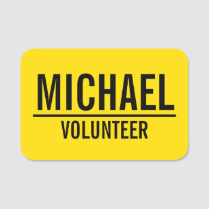 黄色のボランティアバッジ(名前をカスタムする) 名札