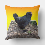 黄色のポプアウトビッグクッションに黒ふわふわのチキン。 クッション (裏面)