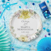 黄色のマグノリアと牡丹結婚の夏 ペーパープレート (パーティー)