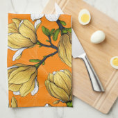 黄色のマグノリアの庭 キッチンタオル (四つ折り)