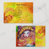 黄色のマスクと赤いバラと金ゴールドの輝き 名刺 (正面/裏面)