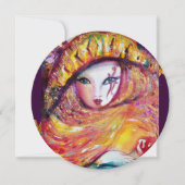 黄色のマスク , マルディ・グラ パーティー 赤,紫,紫 招待状 (正面)