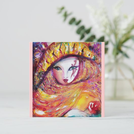 黄色のマスク、マーディ・グラス パーティー 紫 赤いバラ (スタンド正面)