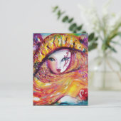 黄色のマスク 仮面舞踏会 衣装 パーティー インビテーションポストカード (スタンド正面)