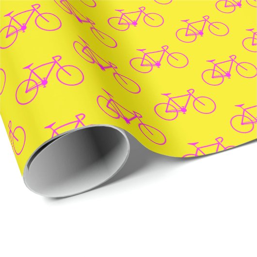 黄色のマゼンタの自転車の形の多く ラッピングペーパー (ロールコーナー)