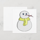 黄色のマフラーを巻いた雪だるま 招待状 (正面/裏面)
