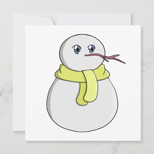 黄色のマフラーを巻いた雪だるま 招待状 (正面)