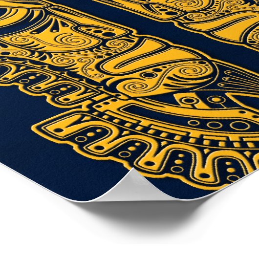 黄色のマヤの双子のマスク幻想を青に ポスター (角)