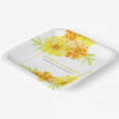 黄色のマリゴールドの水色結婚の花の広場 ペーパープレート (傾斜あり)