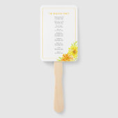 黄色のマリゴールドの花の水彩結婚式プログラム ハンドファン (裏面)