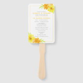 黄色のマリゴールドの花の水彩結婚式プログラム ハンドファン (正面)