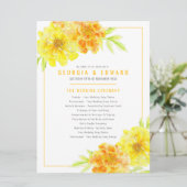 黄色のマリゴールド水彩芸術結婚式プログラム プログラム (スタンド正面)