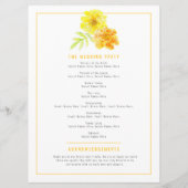 黄色のマリゴールド水彩芸術結婚式プログラム プログラム (裏面)