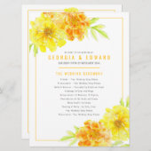 黄色のマリゴールド水彩芸術結婚式プログラム プログラム (正面/裏面)