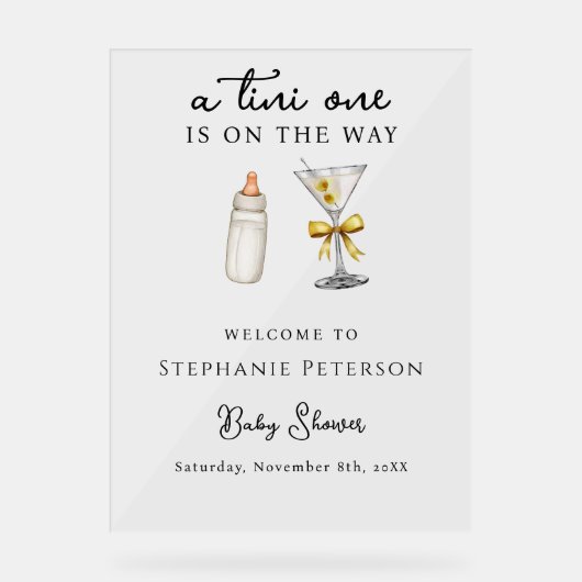 黄色のマルティーニの赤ちゃんシャワーの途中のチニの人 アクリルサイン (正面)